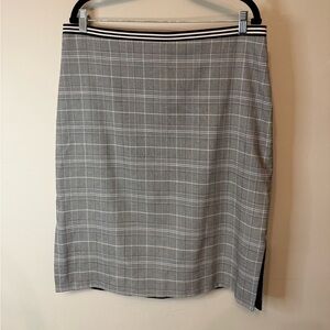 Banana Republic Gray Plaid Pencil Skirt with Stripe Waistband - Size 14